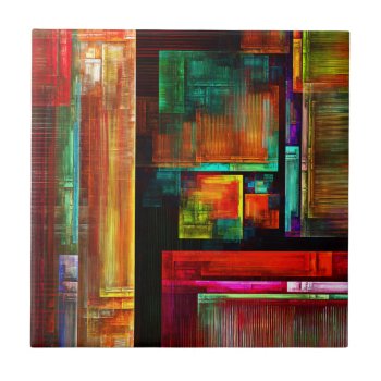 Colorful Squares Modern Abstract Art Pattern #04 Ceramic Tile by OniArts at Zazzle
