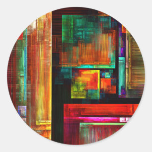 Colorful Squares Modern Abstract Art Pattern #04 Classic Round Sticker