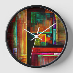 Colorful Squares Modern Abstract Art Pattern #04 Clock
