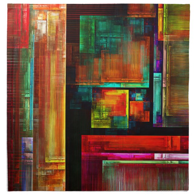 Colorful Squares Modern Abstract Art Pattern #04 Cloth Napkin (Front)