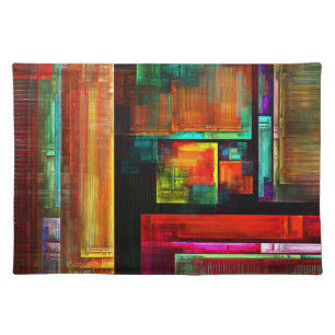 Colorful Squares Modern Abstract Art Pattern #04 Cloth Placemat