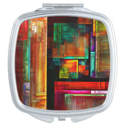 Colorful Squares Modern Abstract Art Pattern #04 Compact Mirror