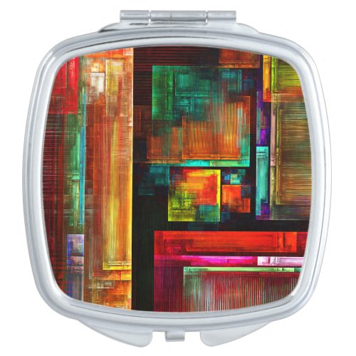 Colorful Squares Modern Abstract Art Pattern 04 Compact Mirror