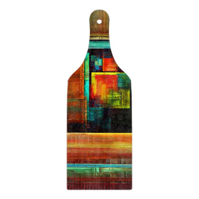 Colorful Squares Modern Abstract Art Pattern #04 Cutting Board (Front)