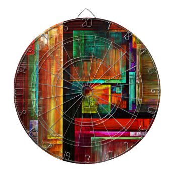 Colorful Squares Modern Abstract Art Pattern #04 Dart Board by OniArts at Zazzle