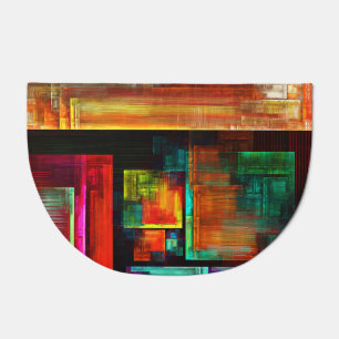 Colorful Squares Modern Abstract Art Pattern #04 Doormat