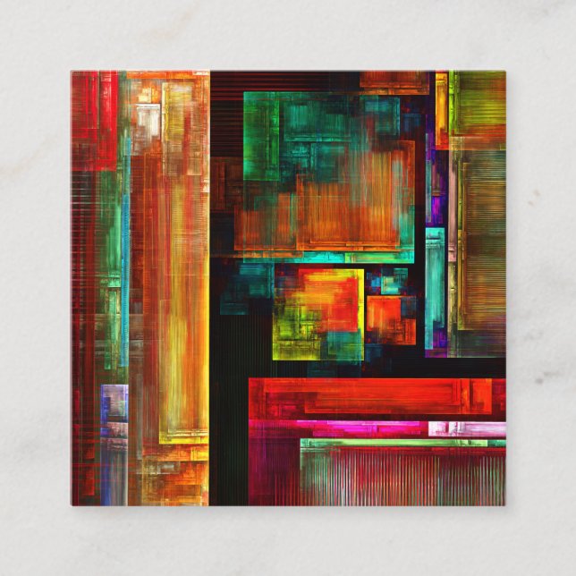 Colorful Squares Modern Abstract Art Pattern #04 Enclosure Card (Front)