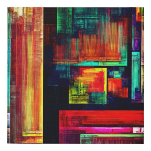 Colorful Squares Modern Abstract Art Pattern 04 Faux Canvas Print