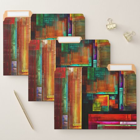Colorful Squares Modern Abstract Art Pattern #04 File Folder