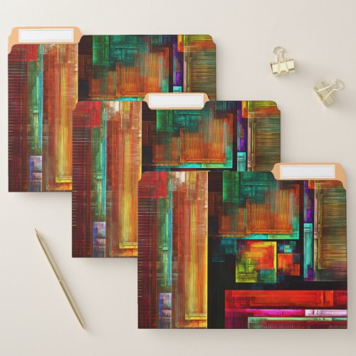 Colorful Squares Modern Abstract Art Pattern 04 File Folder