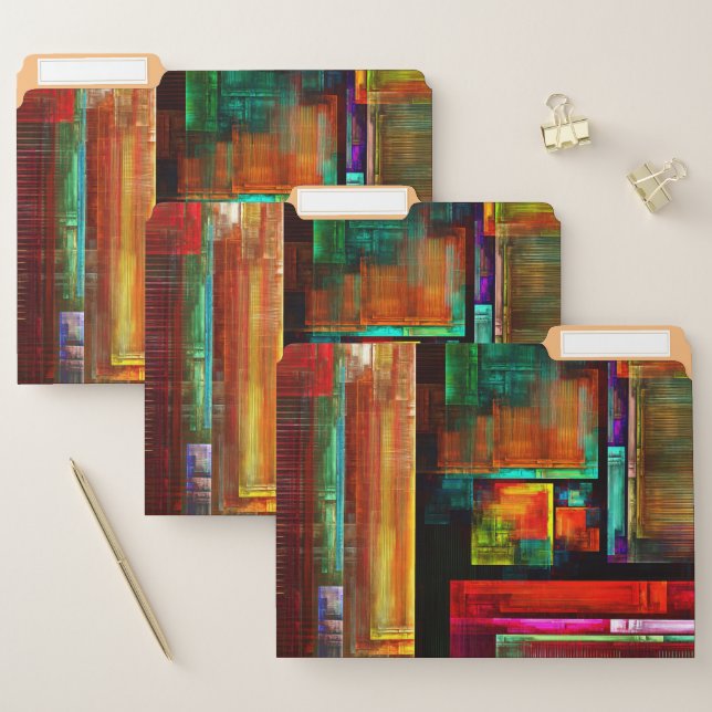 Colorful Squares Modern Abstract Art Pattern #04 File Folder (Set)