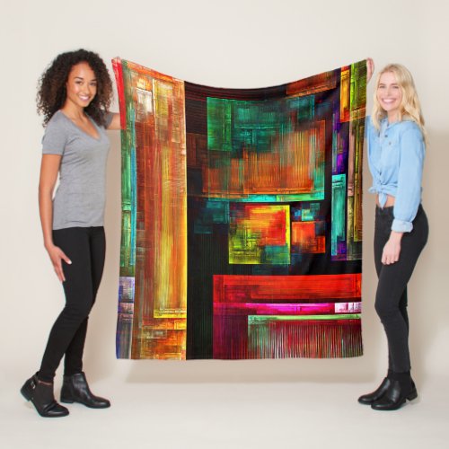 Colorful Squares Modern Abstract Art Pattern 04 Fleece Blanket