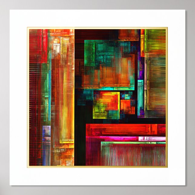 Colorful Squares Modern Abstract Art Pattern #04 Foil Prints (Front)