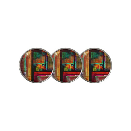 Colorful Squares Modern Abstract Art Pattern 04 Golf Ball Marker