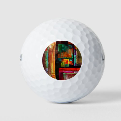Colorful Squares Modern Abstract Art Pattern 04 Golf Balls