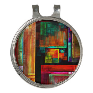 Colorful Squares Modern Abstract Art Pattern #04 Golf Hat Clip