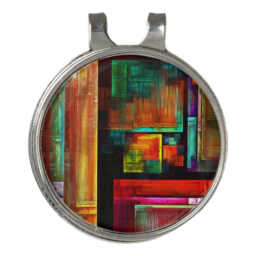 Colorful Squares Modern Abstract Art Pattern 04 Golf Hat Clip