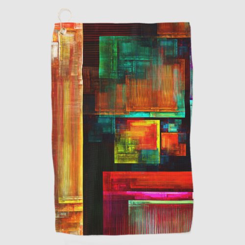 Colorful Squares Modern Abstract Art Pattern 04 Golf Towel