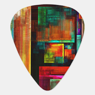 Colorful Squares Modern Abstract Art Pattern #04 Guitar Pick