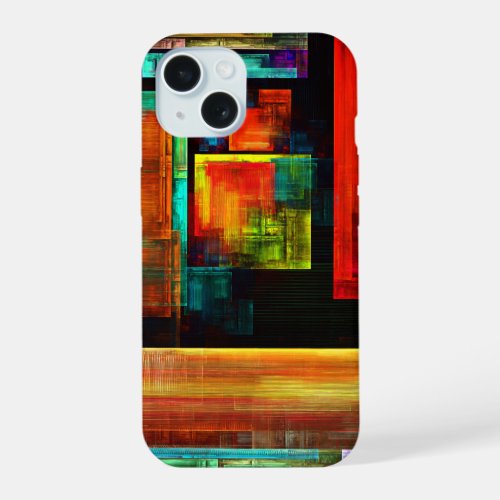 Colorful Squares Modern Abstract Art Pattern 04 iPhone 15 Case