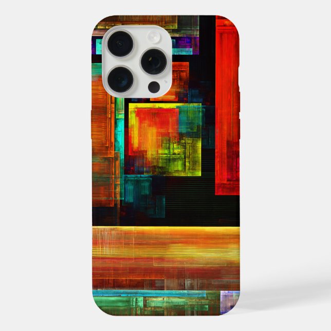 Colorful Squares Modern Abstract Art Pattern #04 iPhone Case (Back)