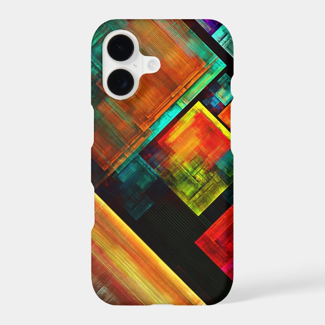 Colorful Squares Modern Abstract Art Pattern #04 iPhone Case (Back)