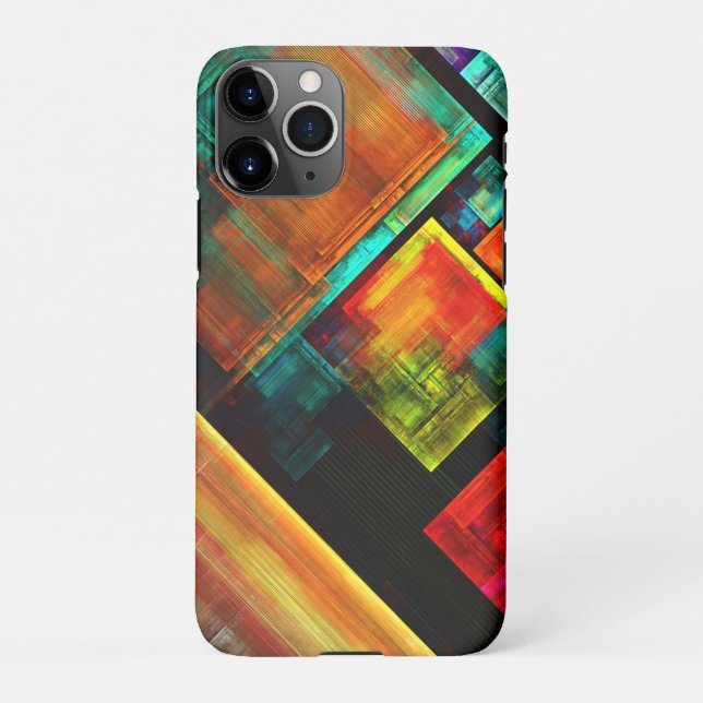 Colorful Squares Modern Abstract Art Pattern #04 iPhone Case (Back)
