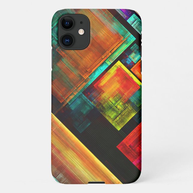Colorful Squares Modern Abstract Art Pattern #04 iPhone Case (Back)