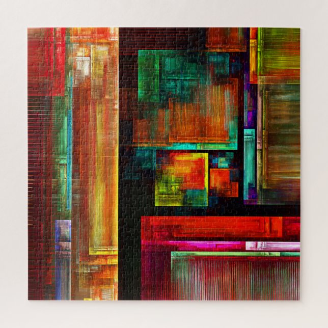Colorful Squares Modern Abstract Art Pattern #04 Jigsaw Puzzle (Vertical)