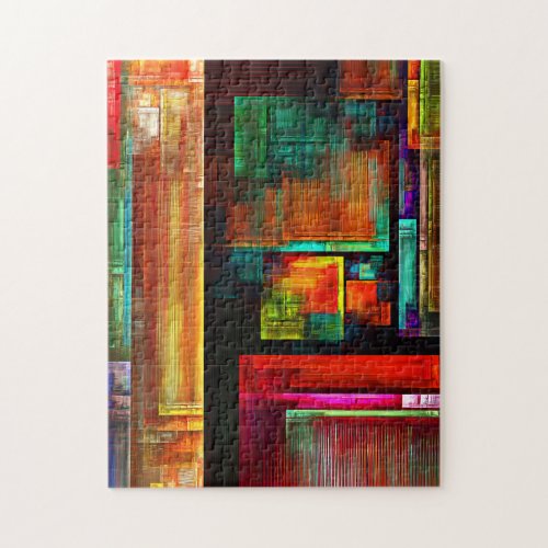 Colorful Squares Modern Abstract Art Pattern 04 Jigsaw Puzzle