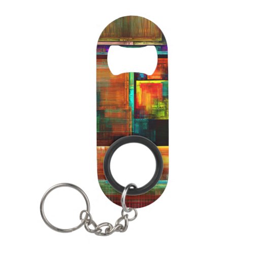 Colorful Squares Modern Abstract Art Pattern 04 Keychain Bottle Opener