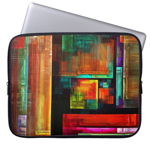 Colorful Squares Modern Abstract Art Pattern 04 Laptop Sleeve