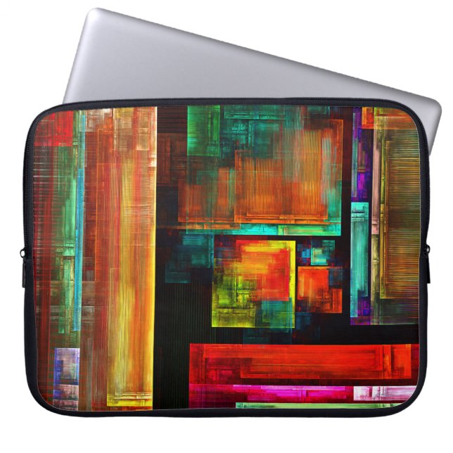 Colorful Squares Modern Abstract Art Pattern #04 Laptop Sleeve (Front)