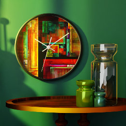 Colorful Squares Modern Abstract Art Pattern #04 Large Clock