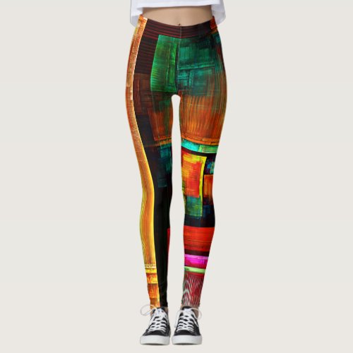 Colorful Squares Modern Abstract Art Pattern 04 Leggings