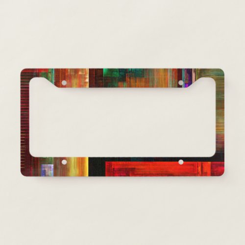 Colorful Squares Modern Abstract Art Pattern 04 License Plate Frame