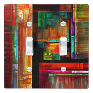 Colorful Squares Modern Abstract Art Pattern #04 Light Switch Cover