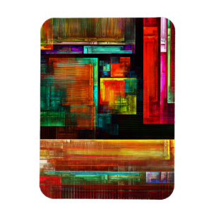 Colorful Squares Modern Abstract Art Pattern #04 Magnet