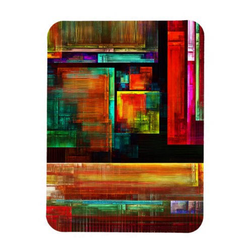 Colorful Squares Modern Abstract Art Pattern 04 Magnet