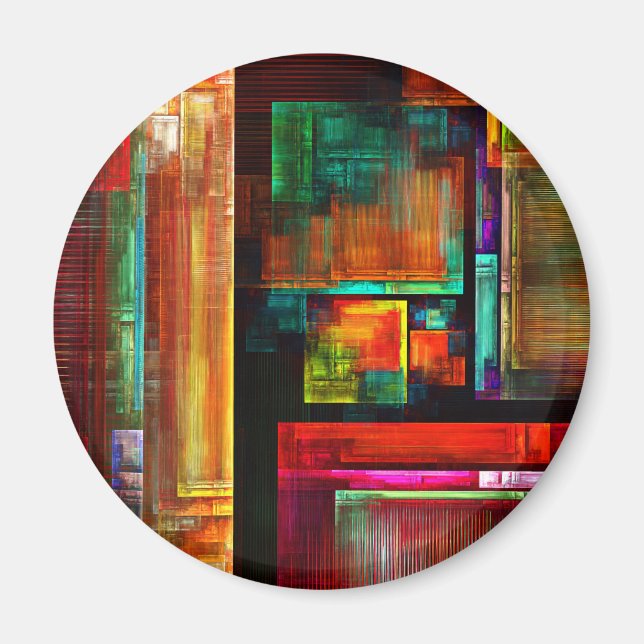 Colorful Squares Modern Abstract Art Pattern #04 Magnet (Front)