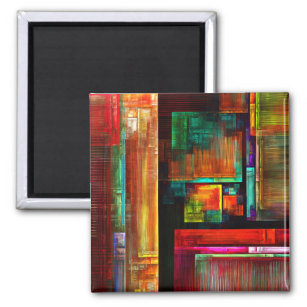 Colorful Squares Modern Abstract Art Pattern #04 Magnet
