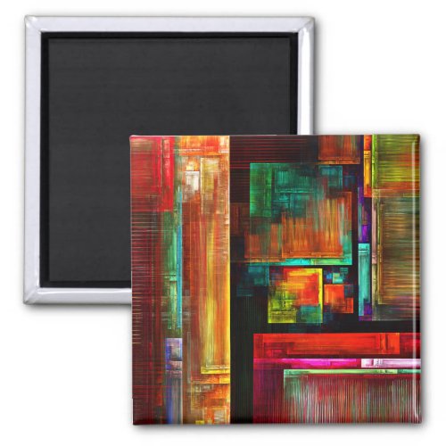 Colorful Squares Modern Abstract Art Pattern 04 Magnet