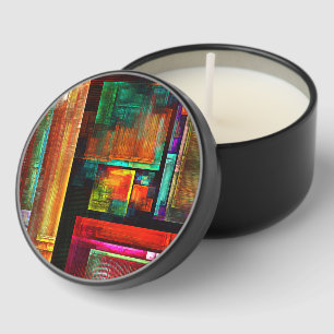 Colorful Squares Modern Abstract Art Pattern #04 Mini Candle Favors