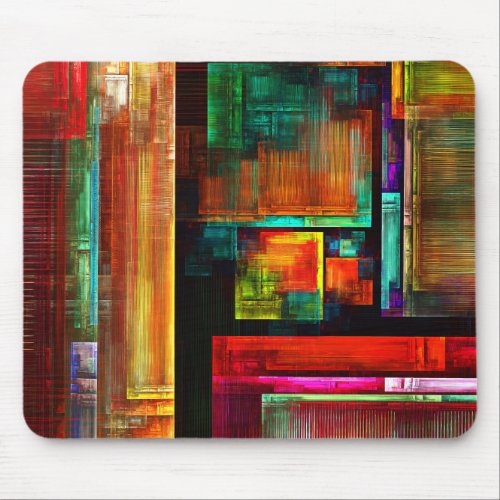Colorful Squares Modern Abstract Art Pattern 04 Mouse Pad