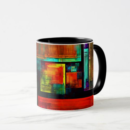 Colorful Squares Modern Abstract Art Pattern 04 Mug