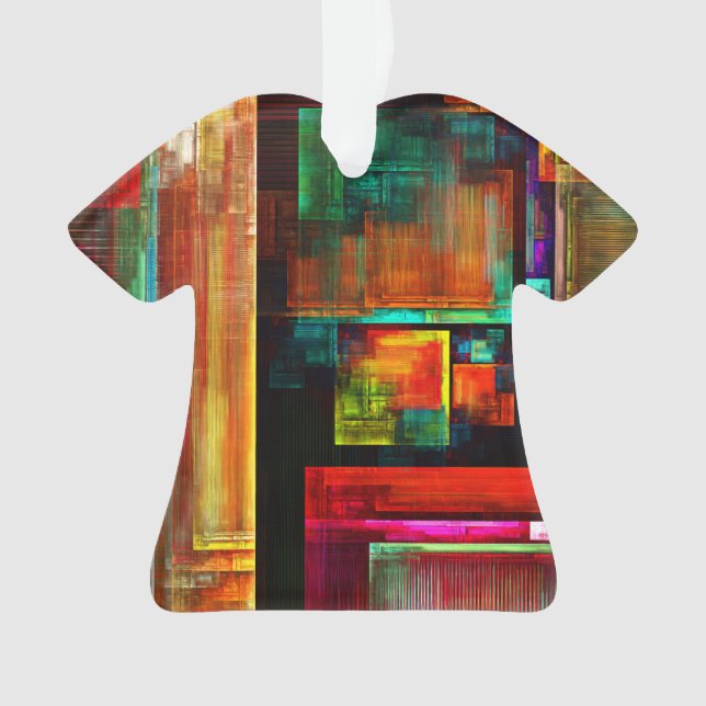 Colorful Squares Modern Abstract Art Pattern #04 Ornament (Front)