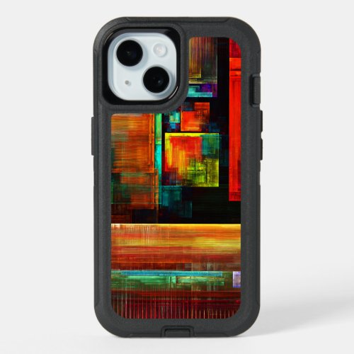 Colorful Squares Modern Abstract Art Pattern 04 iPhone 15 Case