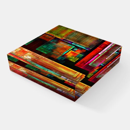 Colorful Squares Modern Abstract Art Pattern 04 Paperweight