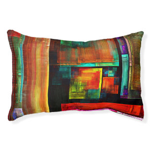 Colorful Squares Modern Abstract Art Pattern #04 Pet Bed