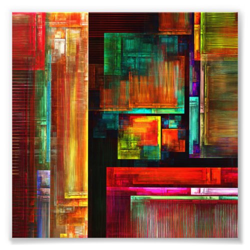 Colorful Squares Modern Abstract Art Pattern 04 Photo Print